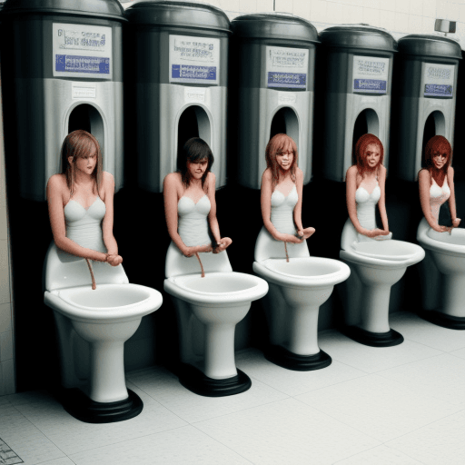 AI generated: women using urinals