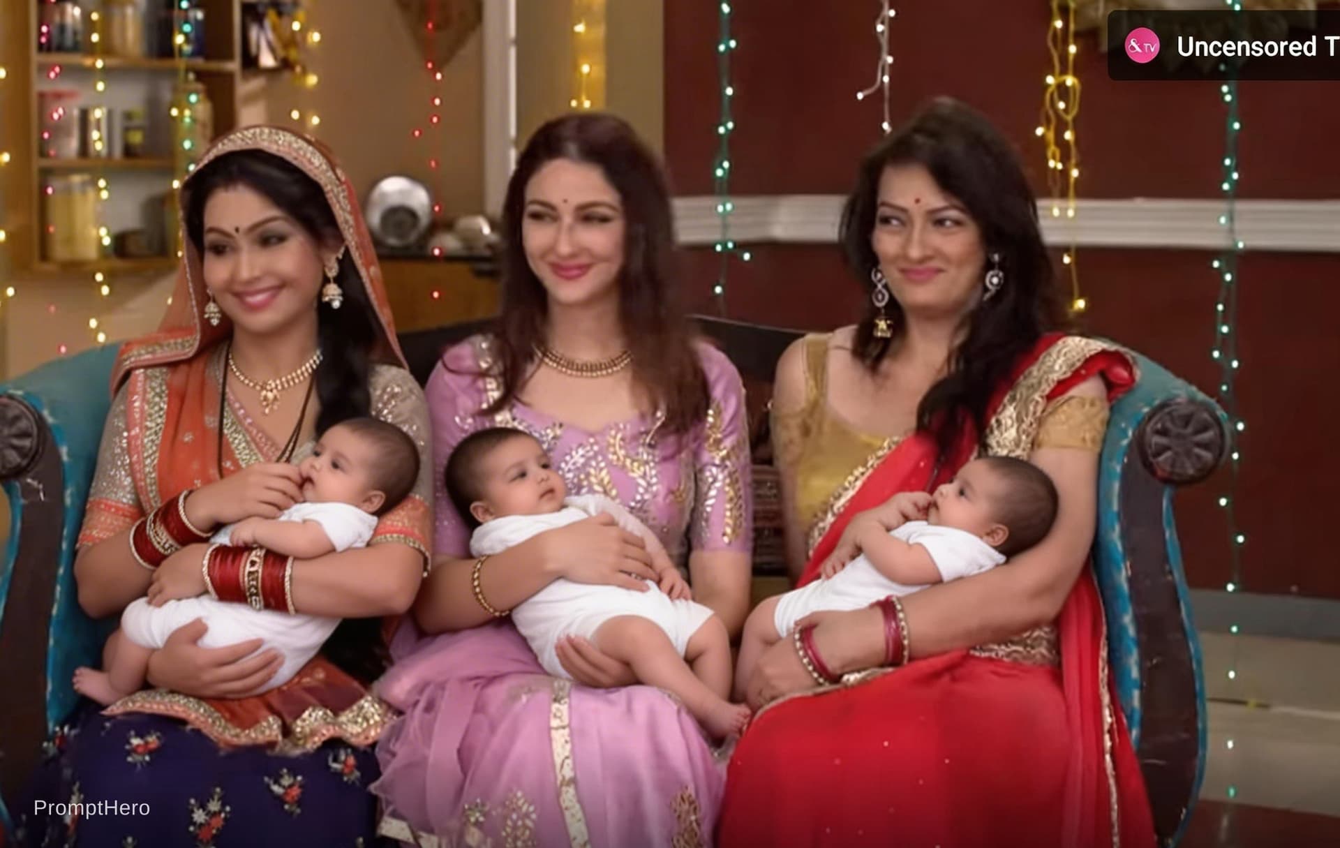 AI generated: Three women who breastfeed child