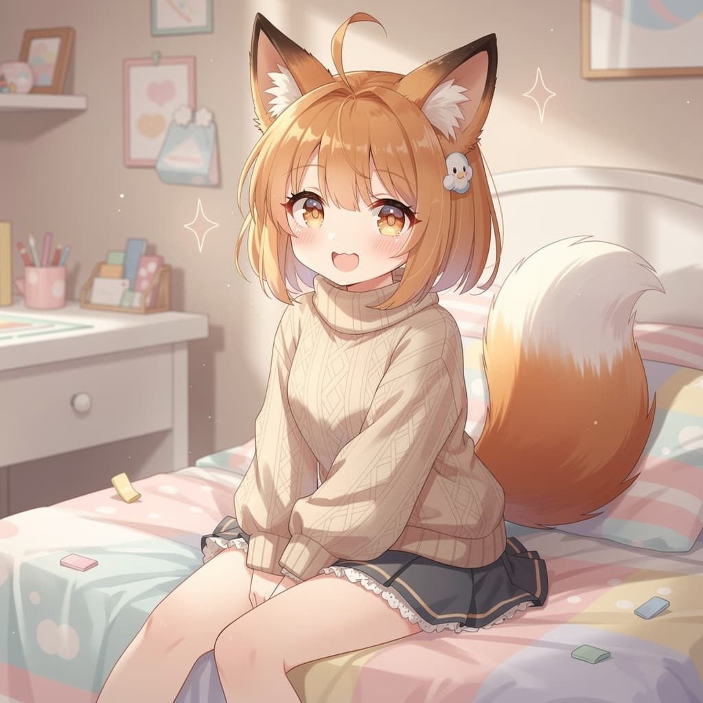 AI generated: Fox sexy porn nsfw mais cute soo cute peitos pussy sexy look and vibrator