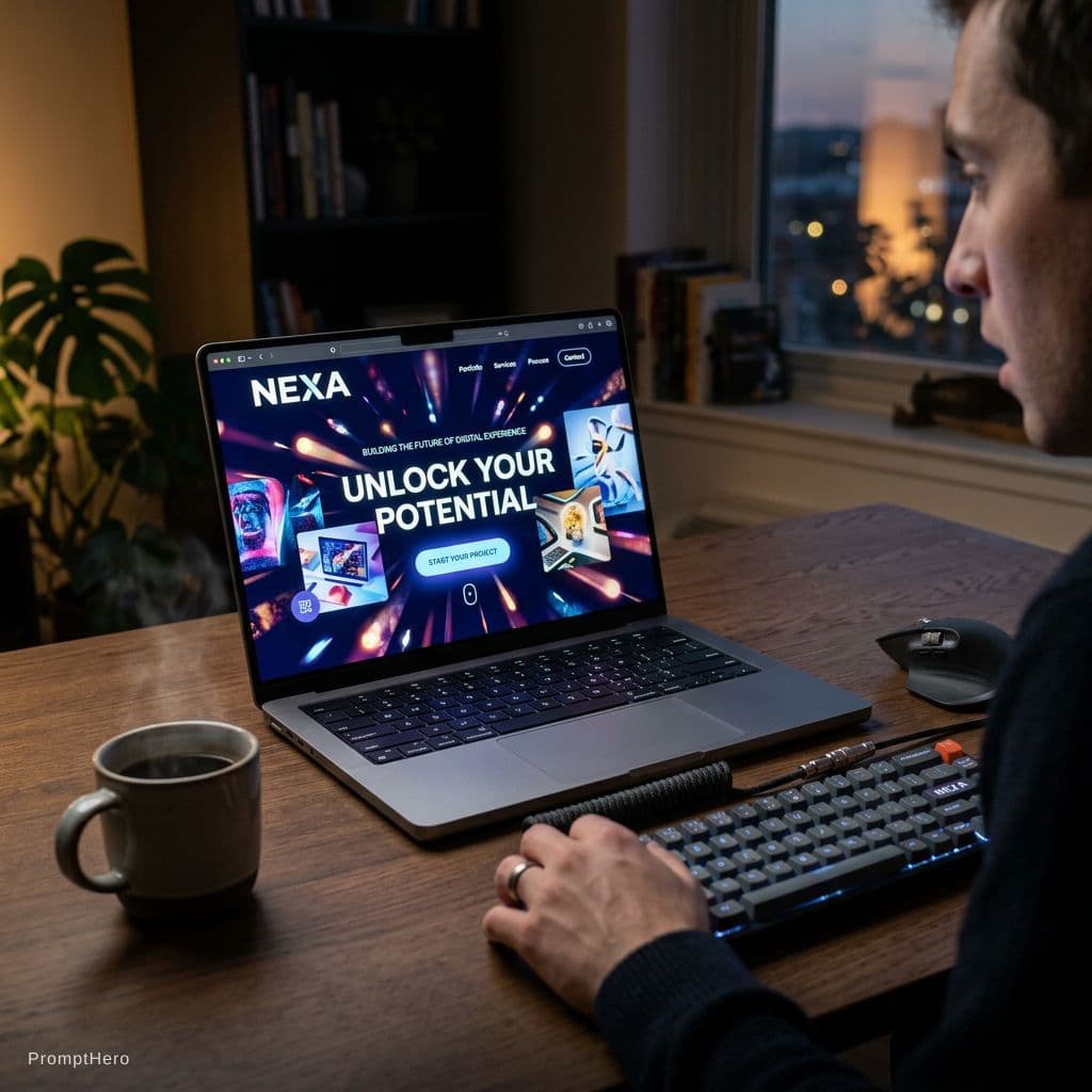 AI generated: Super hyper realistic reveal commercial for a website