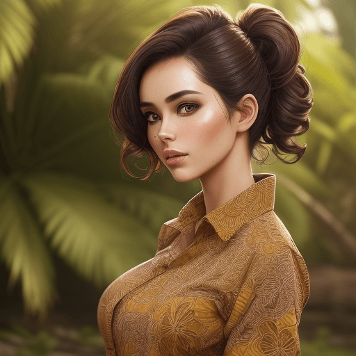 AI generated: A picture of beautiful brunette woman, messy beehive hair style, natural skin, slim with curves, bat...
