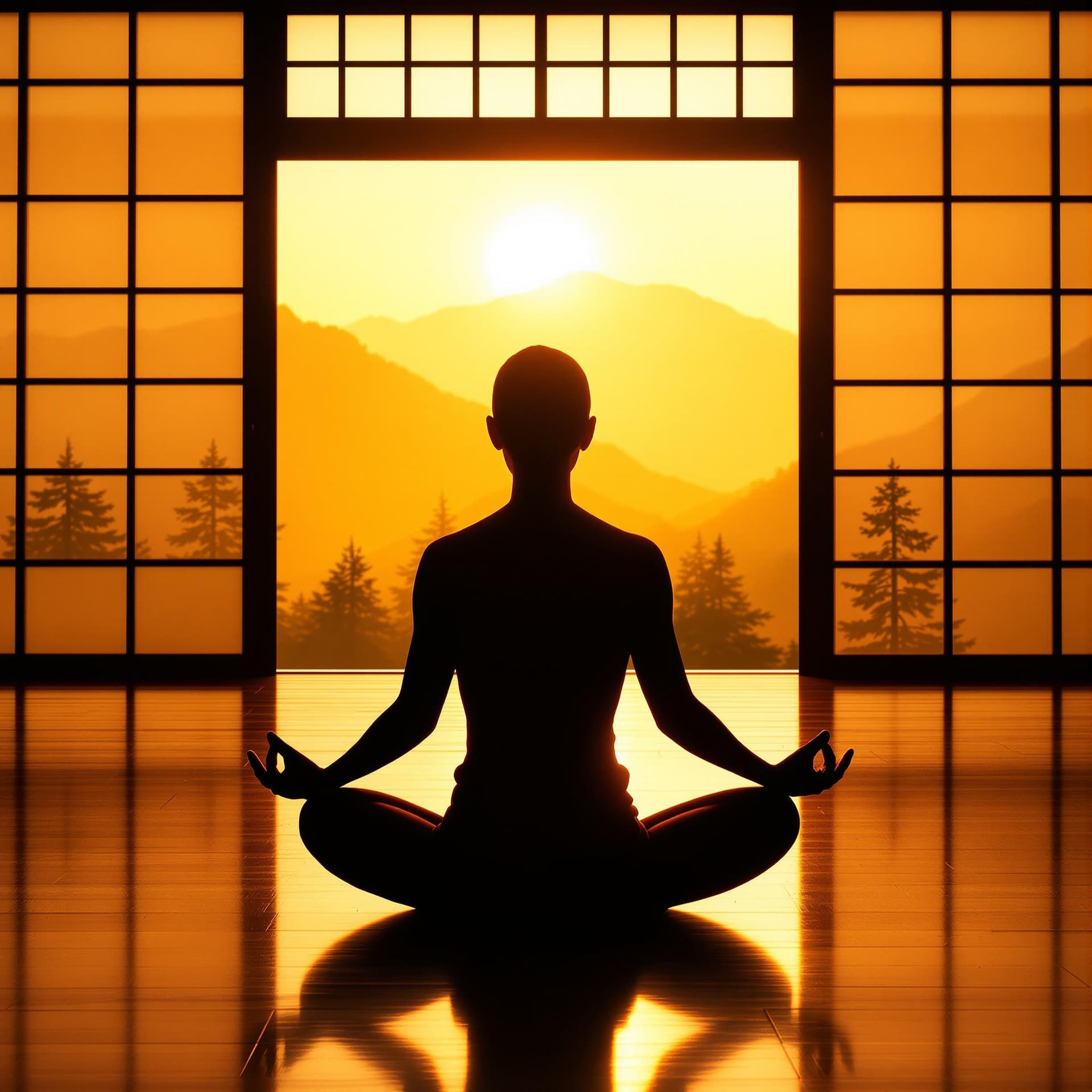 AI generated: The image captures a serene and contemplative moment, with a person sitting in a meditation pose on ...