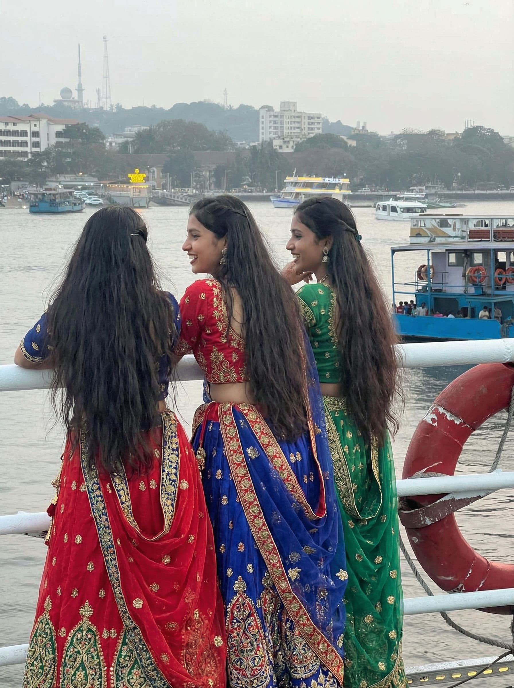 AI generated: Lehenga long hair girls 