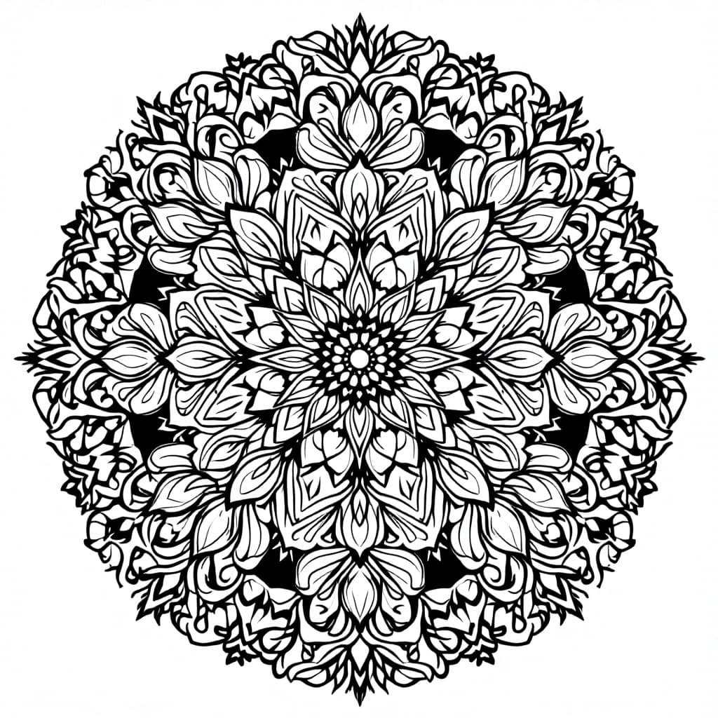 AI generated: A beautifully designed mandala illustration created specifically for coloring. The mandala features ...