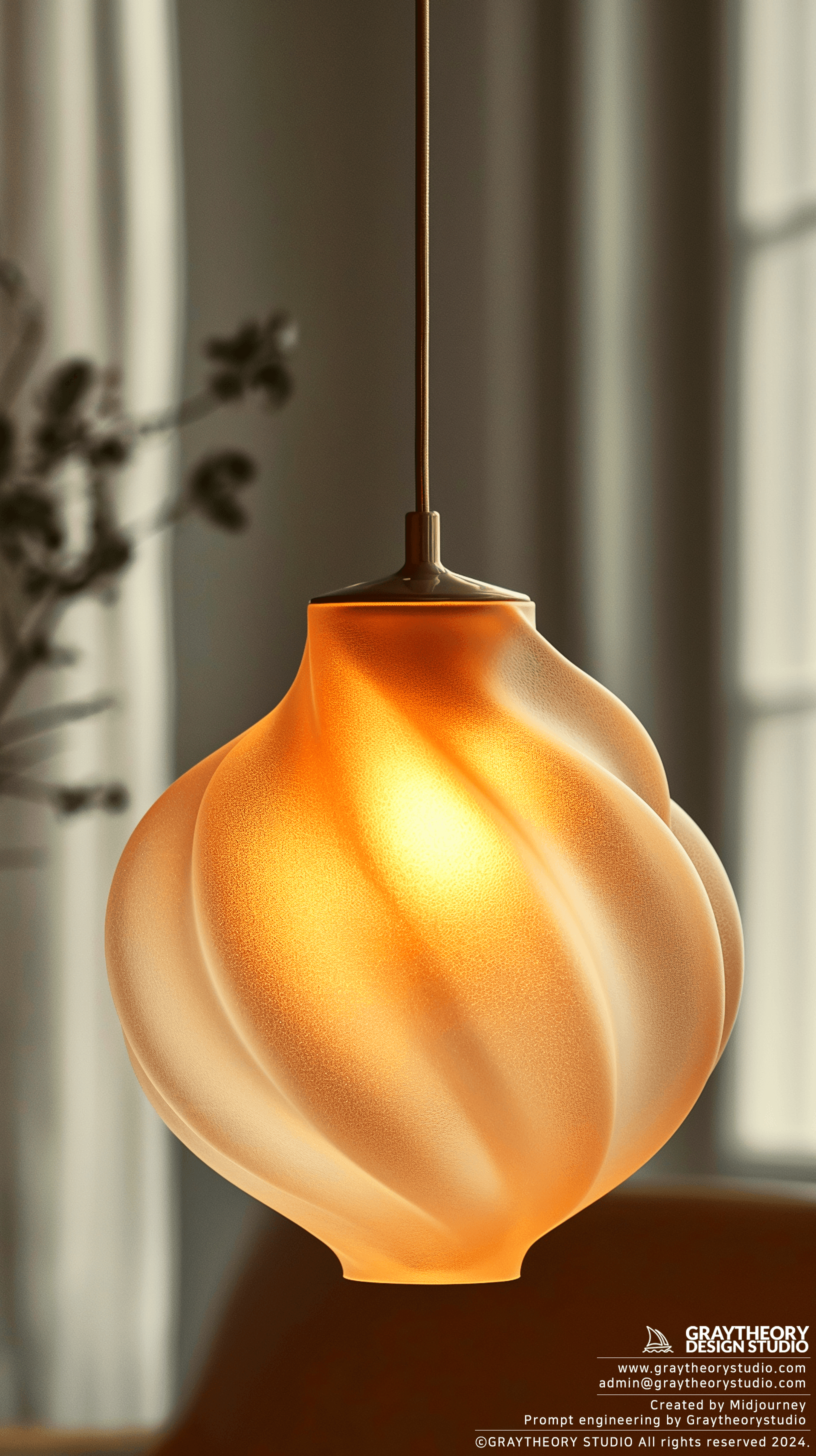 AI generated: modern pendant light, studio setting, frosted glass, lighting bright midday studio environment 