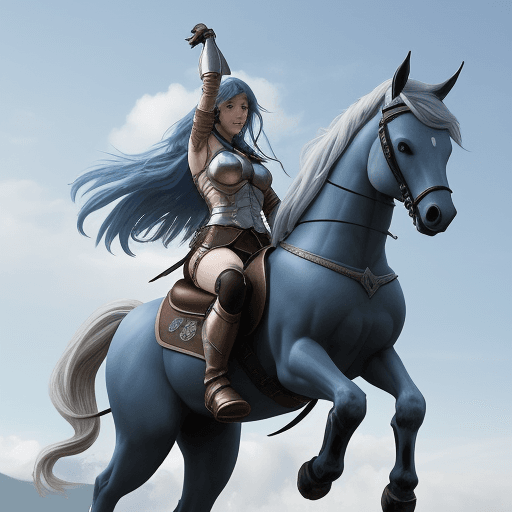 AI generated: valkyria con spada su di un cavallo