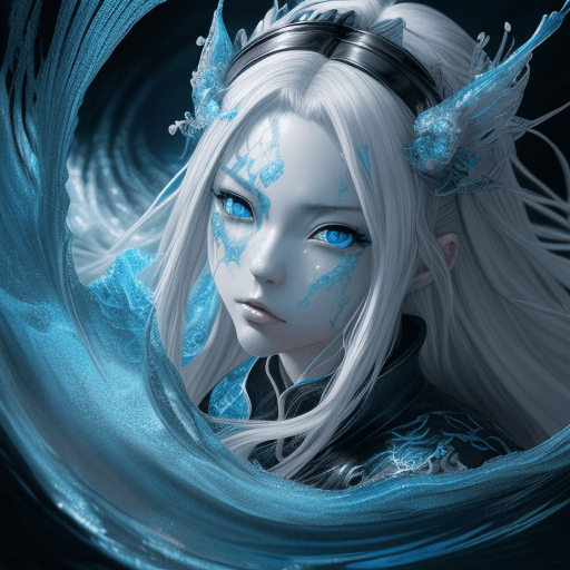AI generated: painting, fantasy, japan, anime, in the style of realistic hyper-detailed rendering, dark white and ...
