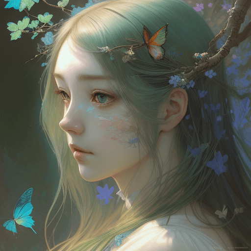 AI generated: breathtaking Female Portrait by Miho Hirano, ilya kuvshinov, alphonse mucha, realistic, detailed, bl...