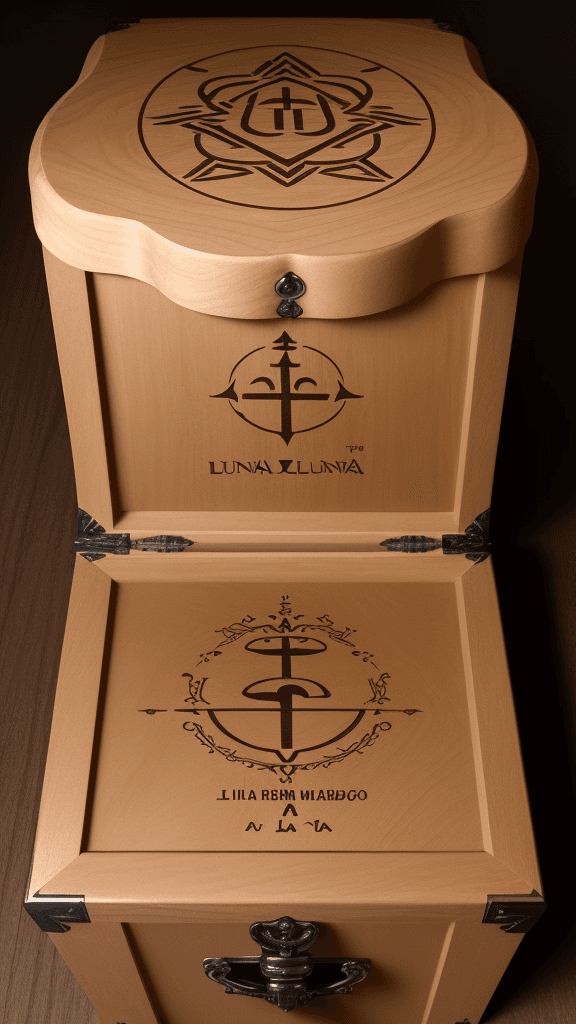 AI generated: una cajon de un muerto que sea de material madera antigua color marron oscuro, la parte de adelante ...