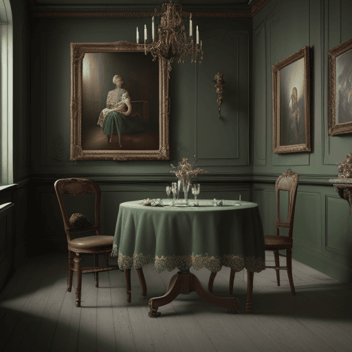 AI generated: High resolution photography interior design, still life with quince and green glass, on the table, i...