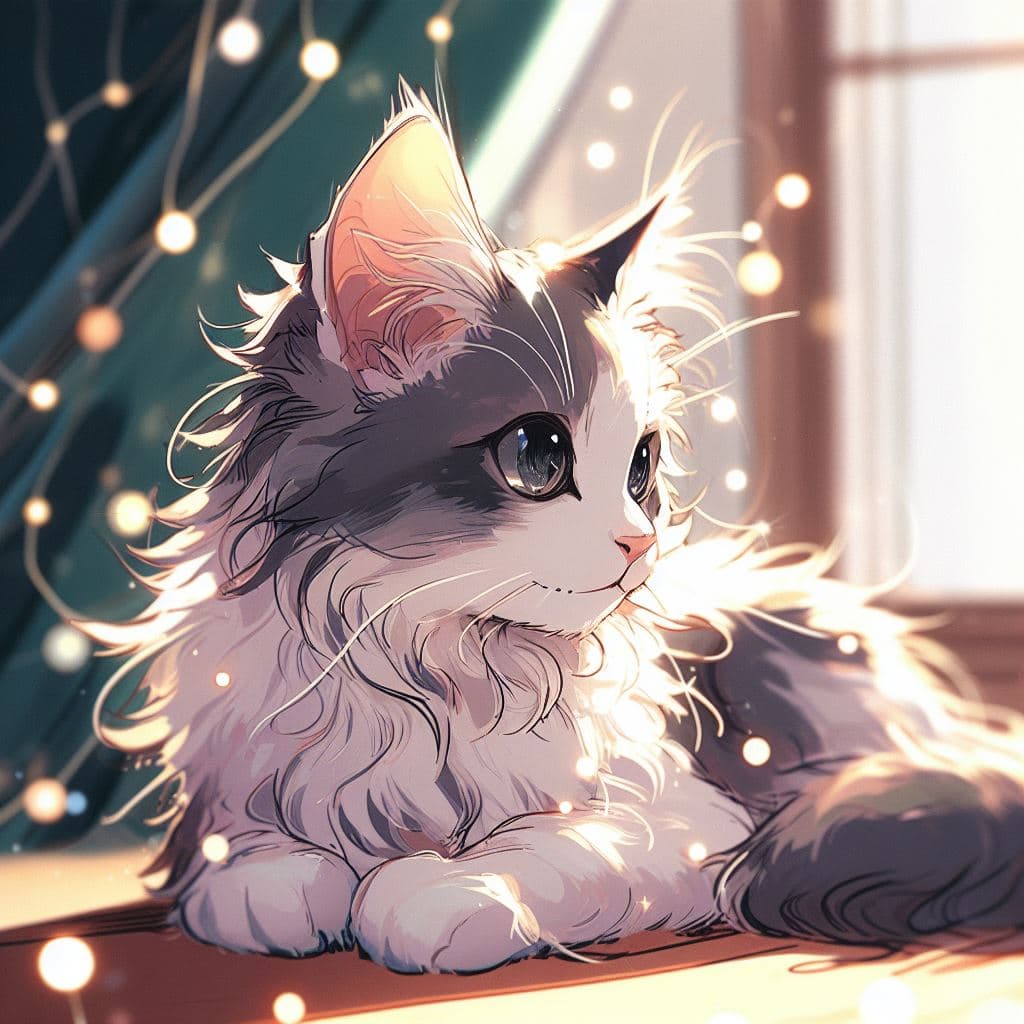 AI generated: ((Cute, pretty)) detailed cat, [but drawn by] style of Ed Binkley | style of Sam Bosma | Skottie You...