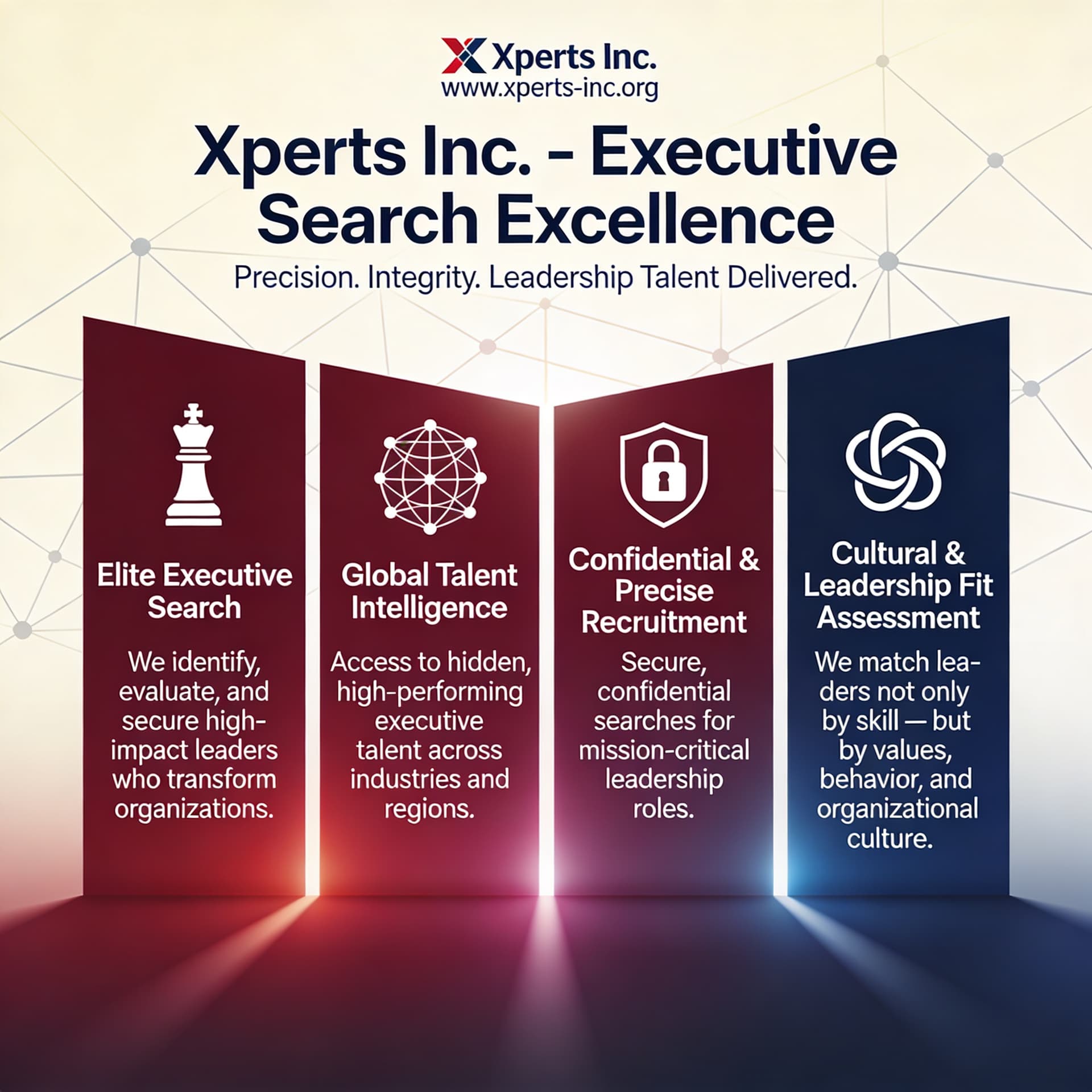 AI generated: Design a powerful, modern, corporate‑grade promotional infographic for Xperts Inc., an elite executi...