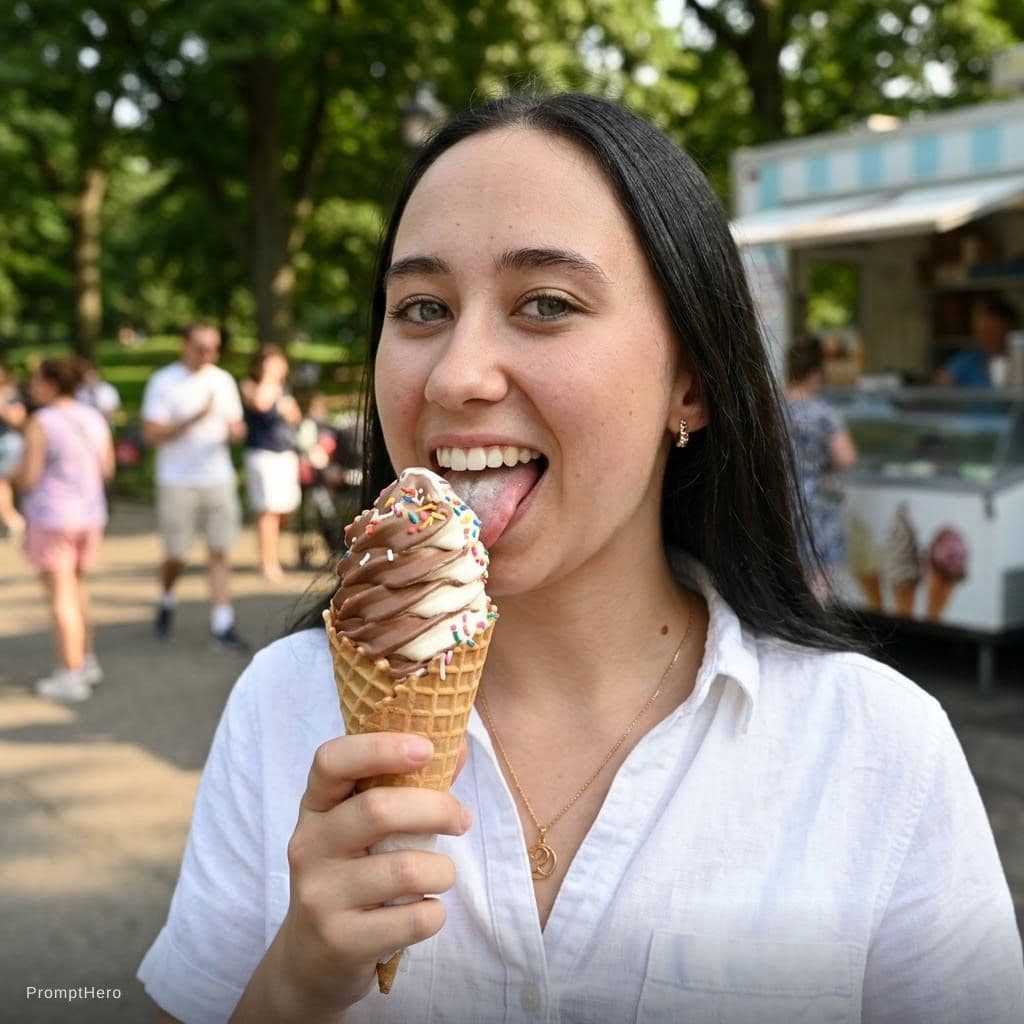 AI generated: make this girl licking ice cream