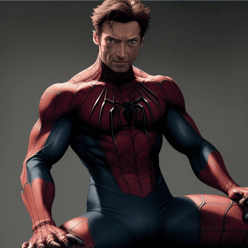 AI generated: HUGH JACKMAN IN A SPIDER-WOLVERINE SUIT 


