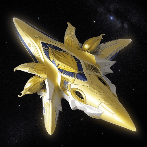 AI generated: Amidst a vibrant galactic lemon orchard, a magnificent starship takes flight, boasting a lemon-inspi...