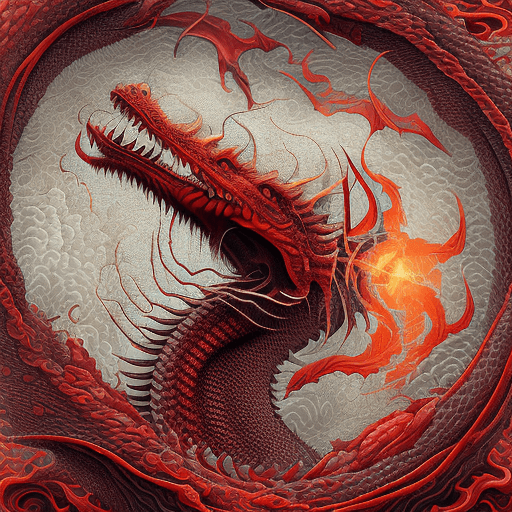 AI generated: red dragon in the waves art print, in the style of kōji morimoto, neo-traditional japanese, john bla...