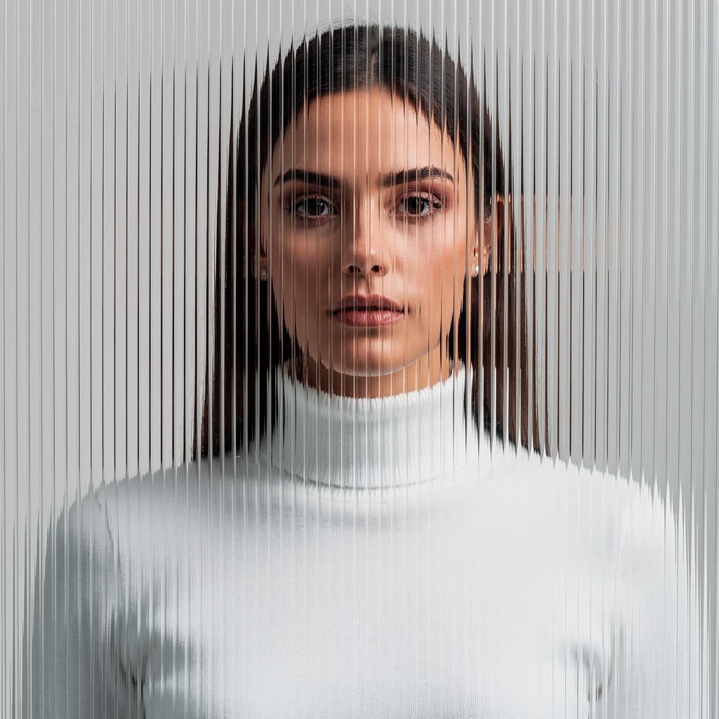 AI generated: high resolution photography, front central profile, woman facing front, gaze to front, wearing a whi...