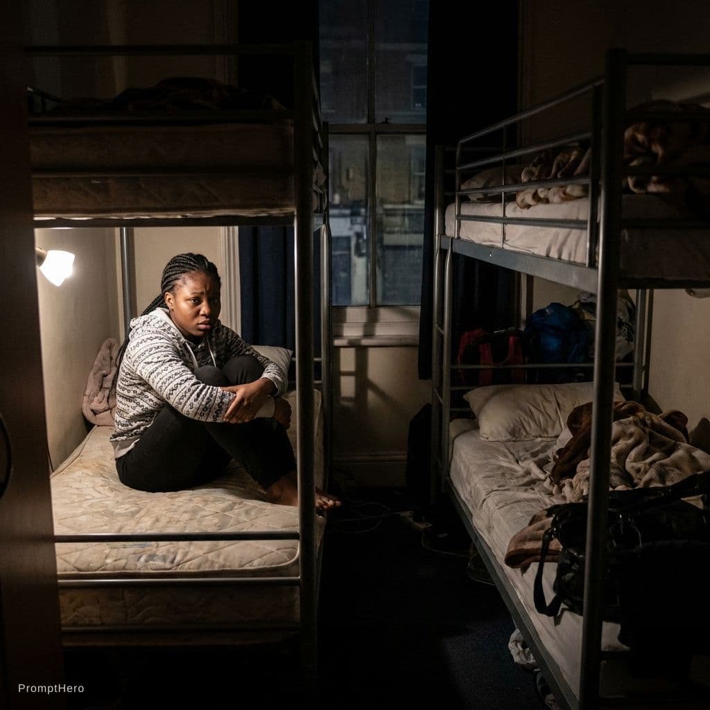 AI generated: Prompt:
“A young Nigerian girl sitting on a hostel bed looking scared and uncomfortable, dim lightin...