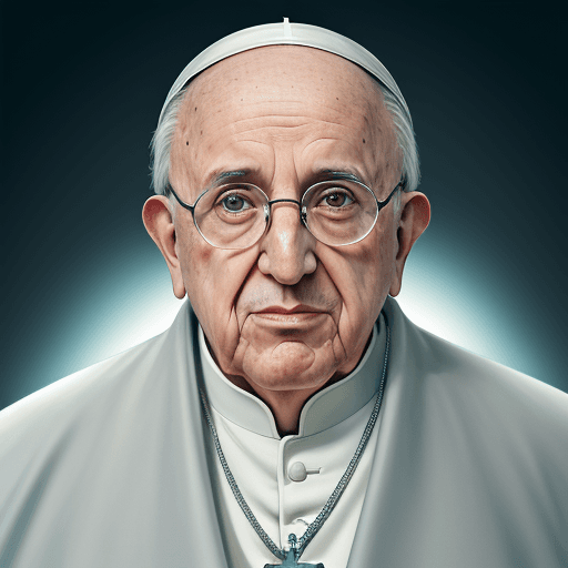 AI generated: Photografia del papa Jorge Mario Bergoglio vistiendo la camiceta Argentina,  fondo ciudad buenos air...