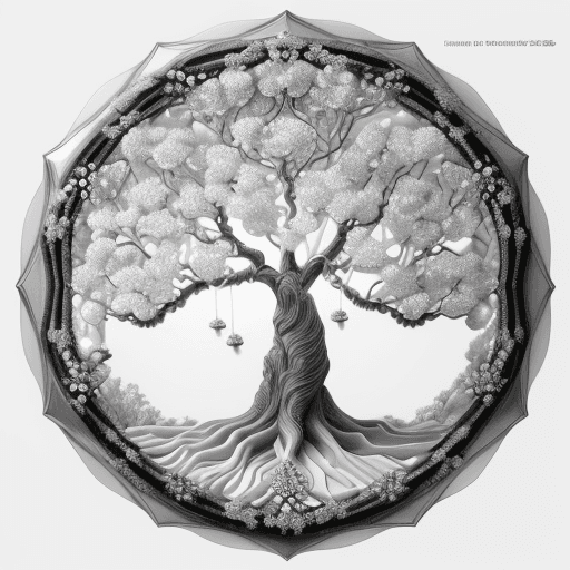 AI generated: A 4k hd shot of a highly detailed beautiful organic tree of life, sharp focus, dynamic lighting, ele...