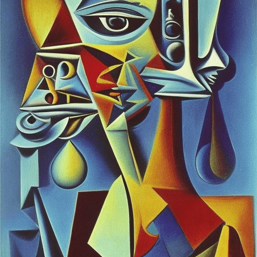 AI generated: surrealist painting by Pablo Picasso, striking and bizarre images, dripping, melting --q 2 --s 750 -...