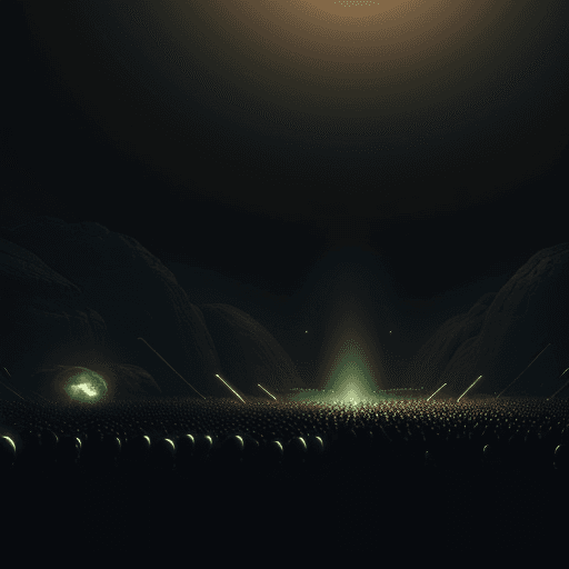 AI generated: a massive crowd of aliens, hyper realistic, 8k, nanite rendering, volumetric lighting 