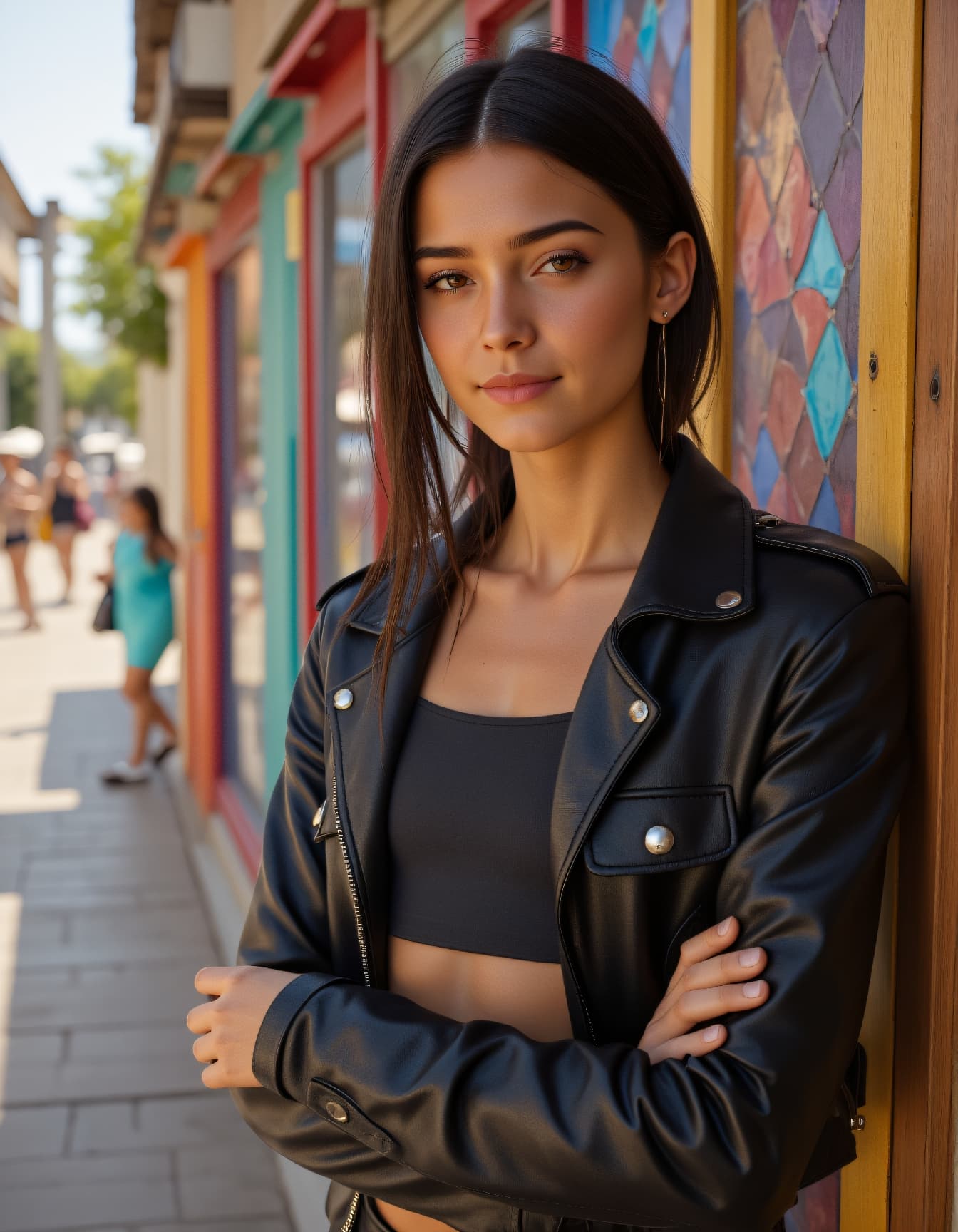 AI generated: ultra highres realistic Street photo of a 24-year-old Aleut-German female playful beauty queen with ...