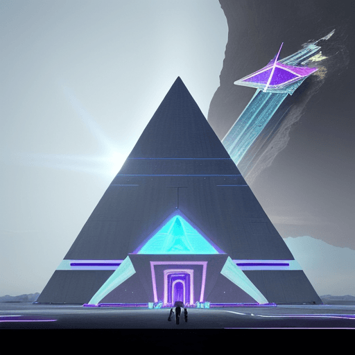 AI generated: A monumental futuristic academy inspired by the architecture of a Mayan pyramid, designed with cutti...