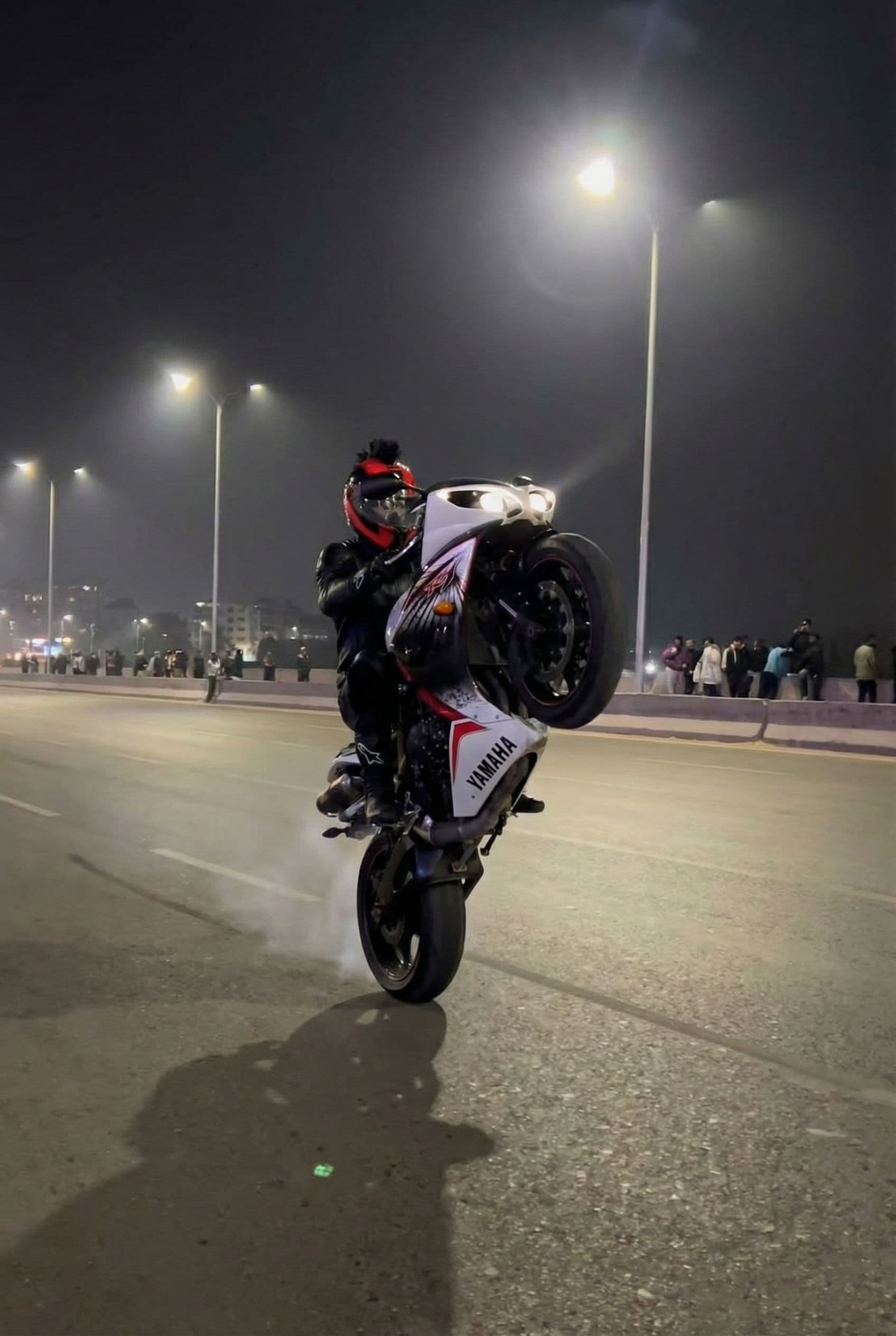 AI generated: Wheelie vertically on uploaded highway