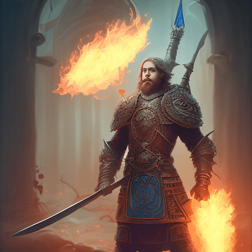 AI generated: mdjrny-v4 style Efreeti, humanoid genie, dungeons and dragons, blurred environment background, magic...