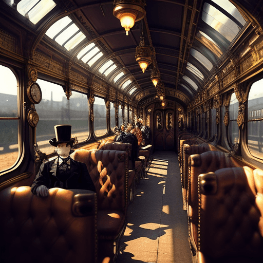 AI generated: steampunk train at a victorian station 