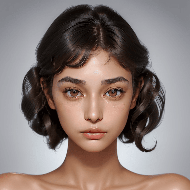 AI generated: A photograph of Extremely beautiful girl has an oval face with high cheekbones and a thin jawline. H...