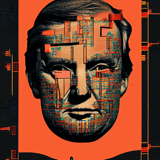 AI generated:  portrait trump, new york times illustration, collage, infographic, chart, data visualisation artwor...