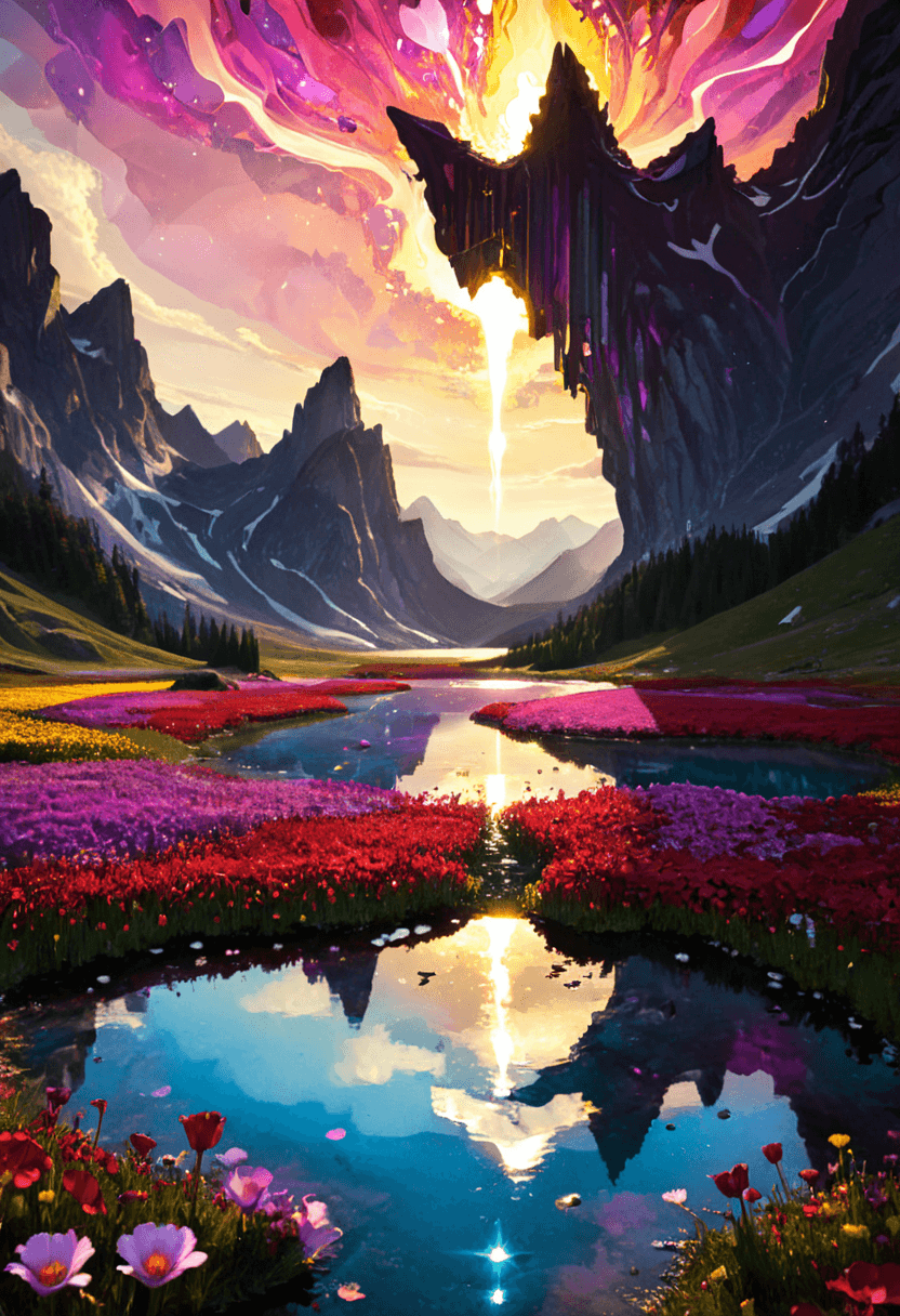 AI generated: concept art <lora:xl_more_art-full_v1:1>,<lora:DreamARTSDXL:1>,A field of massive, alien flowers tha...