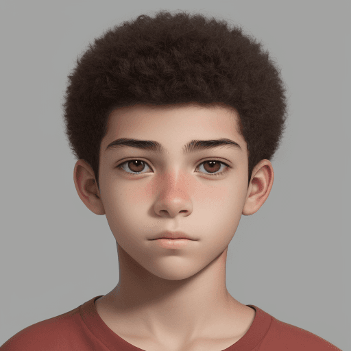 AI generated: Image of a 16-year-old boy with a mixed-race face