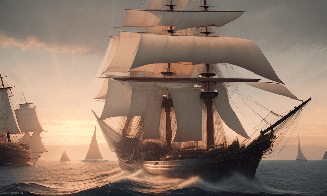 AI generated: Photo of a ultra realistic sailing ship, dramatic light, pale sunrise, cinematic lighting, battered,...