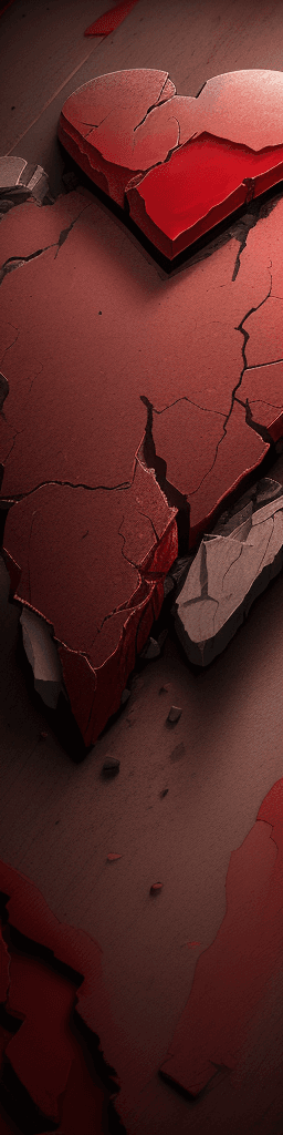AI generated: broken hearts break bones , red and brown tones . hyper realism, high detail,  8k , hd