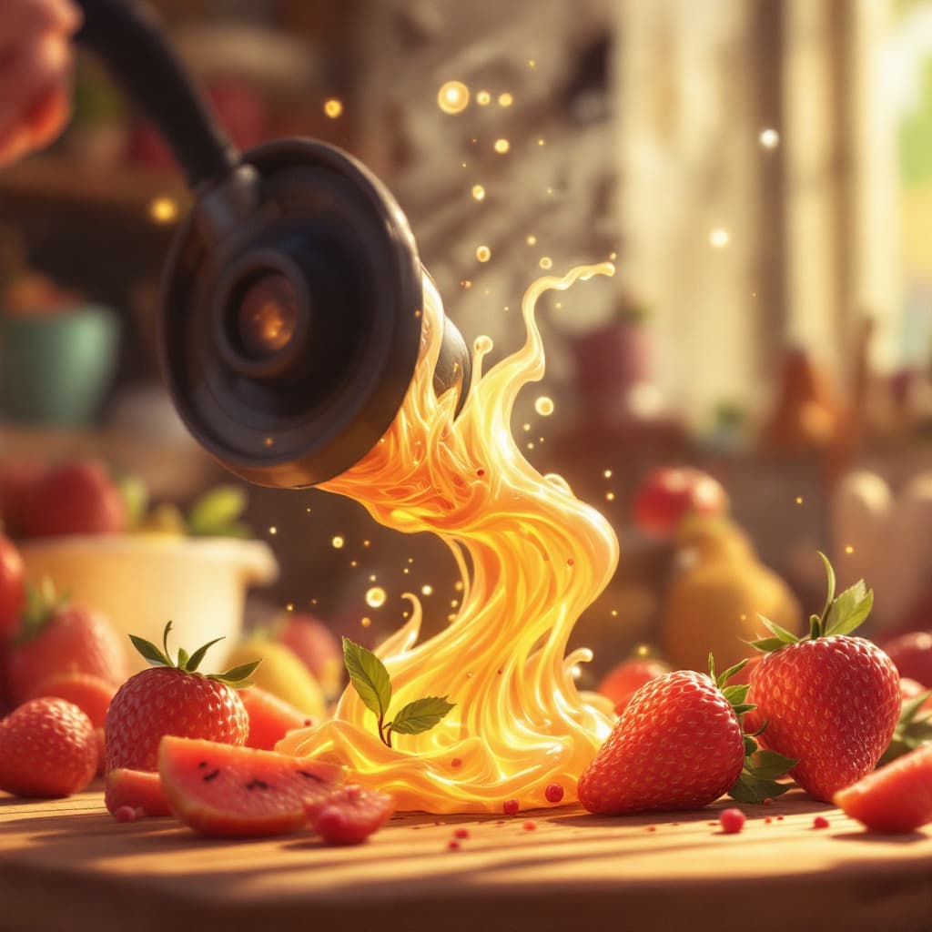 AI generated: Recrea una molécula de fructuosa de forma divertida anime
