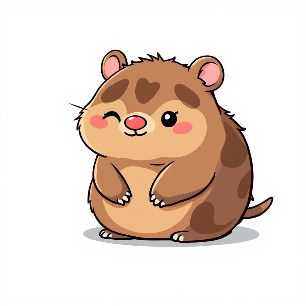 AI generated: Create a playful cartoon character that combines features of a Wombat. The character should have a r...