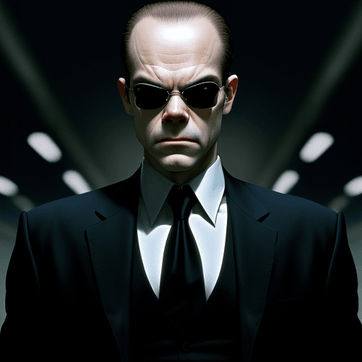 AI generated:  Agent Smith from the Matrix looking menacing