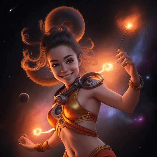 AI generated: high resolution cinematic portrait of a smiling young beautiful cute anthropomorphic female space mo...