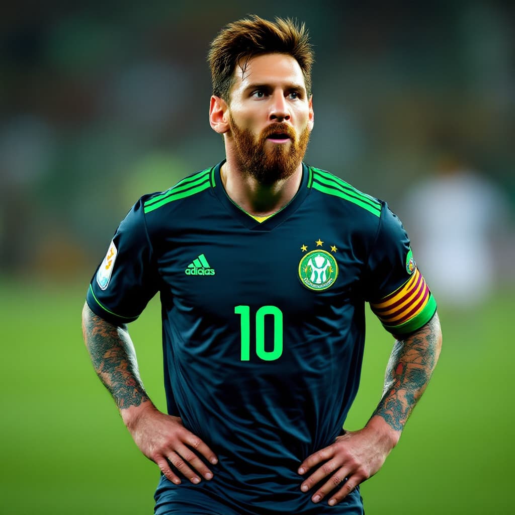 AI generated: Lionel messi in Nigeria's national team color