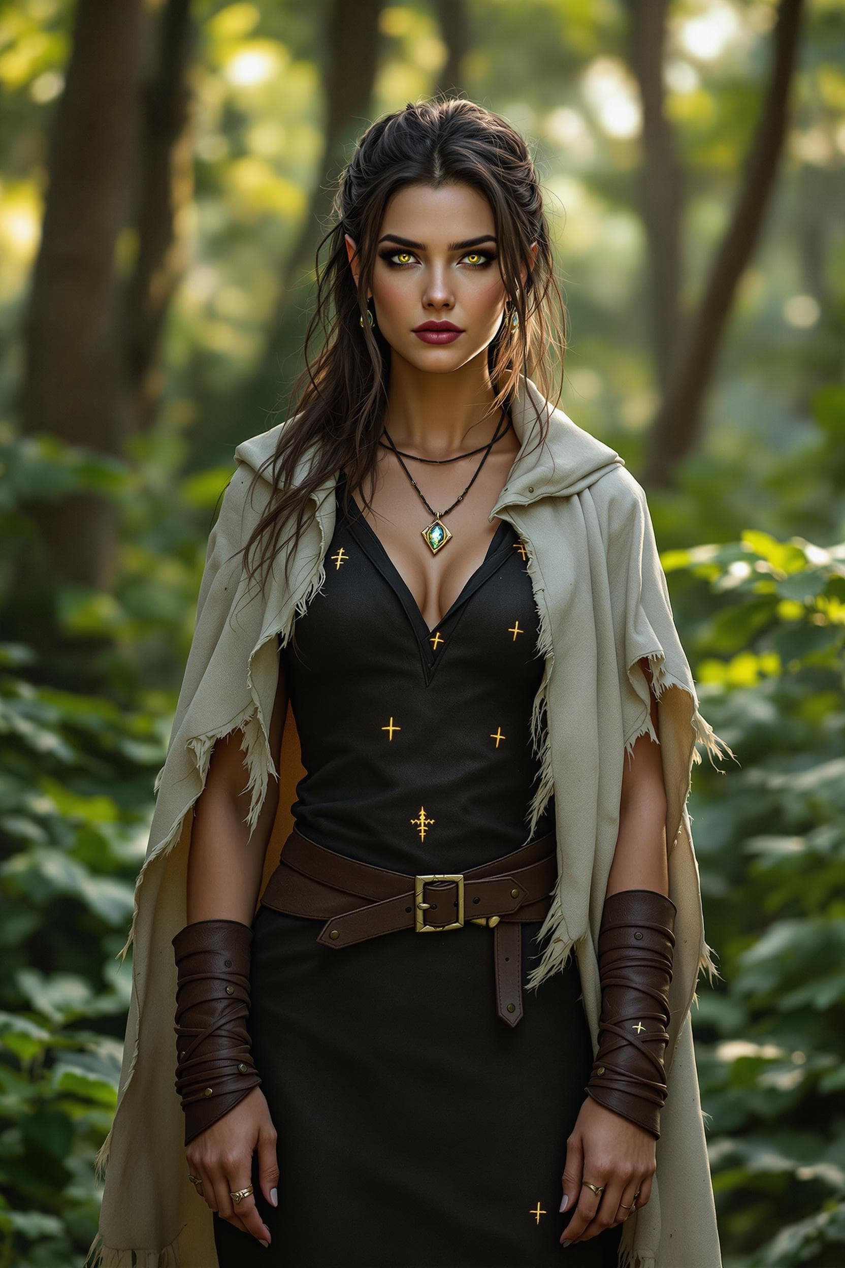 AI generated: Mareth stands as a fierce and enigmatic figure, her presence commanding yet mysterious. Her features...