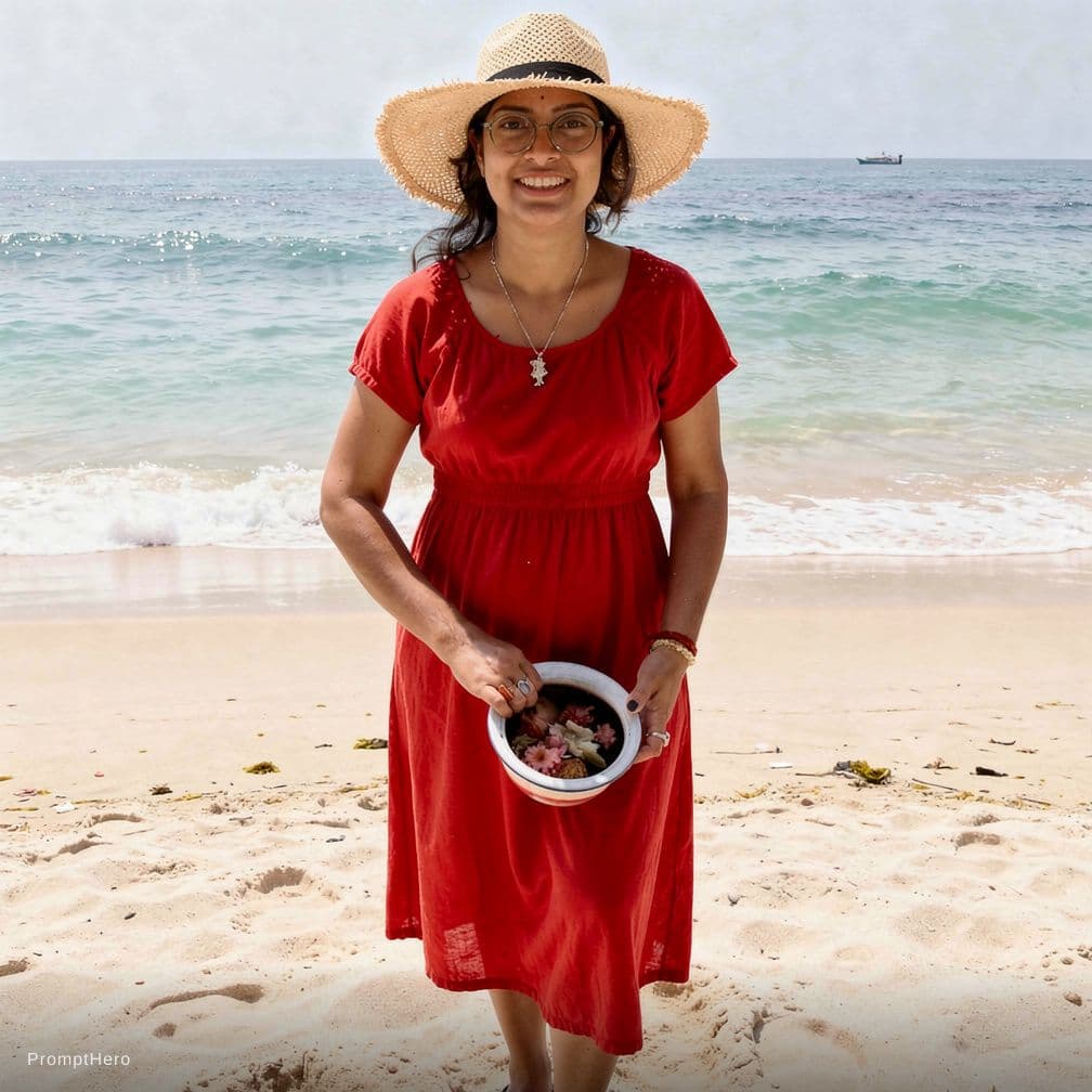 AI generated: a woman in a red bikini and a straw hat, red bikini, in a bikini, sling bikini, in bikini, cute biki...