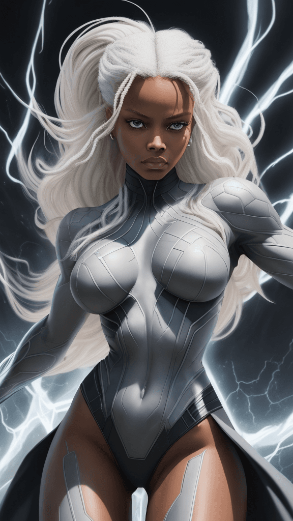 AI generated: (best quality, master:1.5) 16k HDR, Marvel Entertainment Art by, Storm (AKA Ororo Munroe) IN A compl...