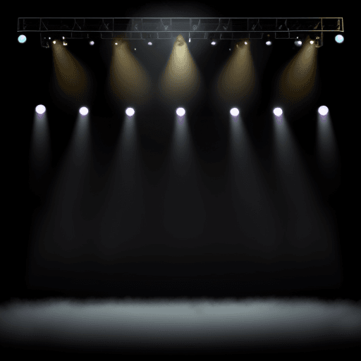 AI generated: Set a concert background with the stage with smoke and lighting background lights