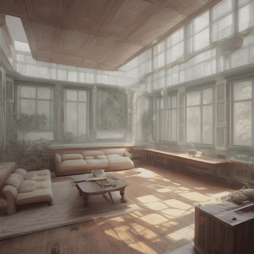 AI generated: High resolution photography interior design, dreamy sunken living room conversation pit, wooden floo...