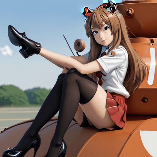 AI generated: masterpiece, taiga aisaka, smug, cute face, anime, anime face, girl sit on the front of realistic ta...