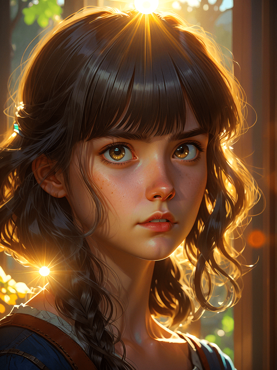 AI generated: close up shot, cinematic shot, a mythical young witch sitting near window, enjoying afternoon time, ...