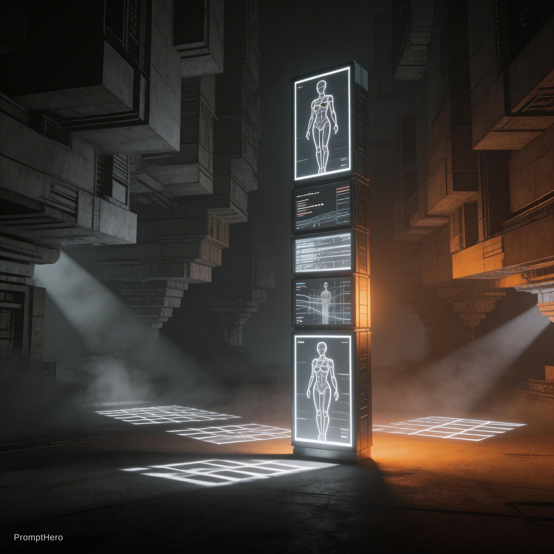 AI generated: RAW Photography 8K or 4K film still. Surreal noir. a massive scale geometric habitat construct in sp...